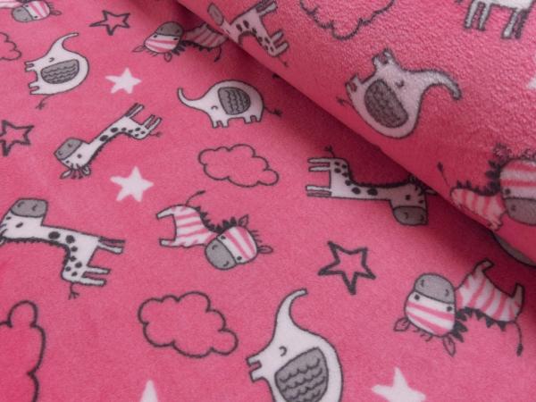 Kuschelfleece Doubleface Druck Baby Animals Pink